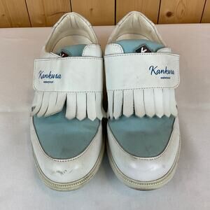 Kankura Women's Waterproof Golf Shoes, White/Baby Blue- Size 4.5